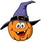 Silly Halloween Pumpkin with a Witches Hat