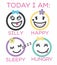 silly happy sleepy hungry icon print vector art