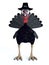 Silly toon turkey wearing pilgrim hat.