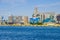 Silo and dry docks buildings with the wall painting