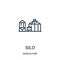 silo icon vector from agriculture collection. Thin line silo outline icon vector illustration. Linear symbol for use on web and