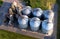 Silo storage at farm. Elevator for storage siliage and grain. Feed Silos Hopper for the storage of wheat and barley. Hay for