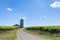 Silo in vineyard at end of dirt road