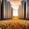 Silos in a wheat Storage of agricultural digital