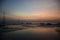 Siltation in the river Ganges near the Bay of Bengal at the time of twilight.