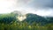 Silvagenitus Cloud Forest with Rainbow on The Top Of it. Mountain Hill Forest on Autumn