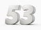 Silver 3d numbers 53 Fifty three. Isolated white background 3d illustration