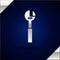 Silver Adjustable wrench icon isolated on dark blue background. Vector Illustration