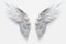 Silver angel wings on a white background