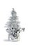 Silver artificial Christmas tree made of tinsel
