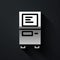Silver ATM - Automated teller machine icon isolated on black background. Long shadow style. Vector