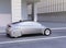 Silver autonomous car on the road