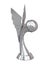 Silver award trophy with wings and basket ball