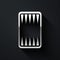 Silver Backgammon board icon isolated on black background. Long shadow style. Vector