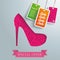 Silver Background Floriad High Heels Price Stickers