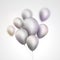 Silver Balloons bunch. Set of festive silver gray balloons. Holiday birthday event template