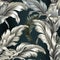 Silver Banana Leaf Damask Fabric With Tropical Baroque Design