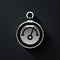 Silver Barometer icon isolated on black background. Long shadow style. Vector
