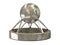 Silver basketball trophy with ball and stadium