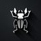 Silver Beetle deer icon isolated on black background. Horned beetle. Big insect. Long shadow style. Vector