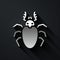 Silver Beetle deer icon isolated on black background. Horned beetle. Big insect. Long shadow style. Vector