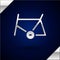 Silver Bicycle frame icon isolated on dark blue background. Vector