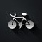 Silver Bicycle icon isolated on black background. Bike race. Extreme sport. Sport equipment. Long shadow style. Vector