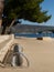 Silver bicycle stand on a promenade in Cres