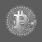 Silver bitcoin coin, vector crypto currency silver symbol