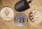 Silver bitcoins ,litecoin,ethereum crypto coin with black shovel