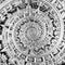 Silver black ancient antique traditional spiral aztec ornament pattern decoration design background. Surrealistic alien design ele