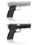 Silver and black automatic pistol