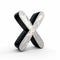 Silver And Black Metal Letter X On White Background