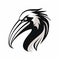 Silver And Black Stork Logo With Strong Facial Expression