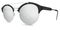 Silver and black sunglasses argent mirror lenses on whi