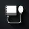Silver Blood pressure icon isolated on black background. Long shadow style. Vector