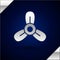 Silver Boat propeller, turbine icon isolated on dark blue background. Vector