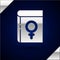 Silver Book about women icon isolated on dark blue background. 8 March. International Happy Women Day. Vector