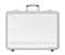 Silver briefcase on white background.