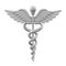 Silver Caduceus Medical Symbol