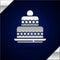 Silver Cake icon isolated on dark blue background. Happy Birthday. Vector