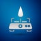 Silver Camping gas stove icon isolated on blue background. Portable gas burner. Hiking, camping equipment. Vector