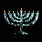 Silver Chanukaya. Jewish holiday Hanukkah. Vector illustration on black background.