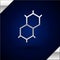 Silver Chemical formula icon isolated on dark blue background. Abstract hexagon for innovation medicine, health