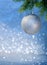 Silver Christmas Ball on a Christmas Tree Branch