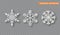 Silver Christmas decoration set. Silver glitter covered snowflake