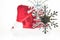 Silver Christmas hanging snowflake ornaments with Santa hat