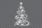 Silver Christmas tree on transparent background.Christmas abstract
