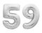 Silver chrome number 59 fifty nine made of inflatable balloon isolated on white