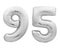 Silver chrome number number 95 ninety five made of inflatable balloon on white